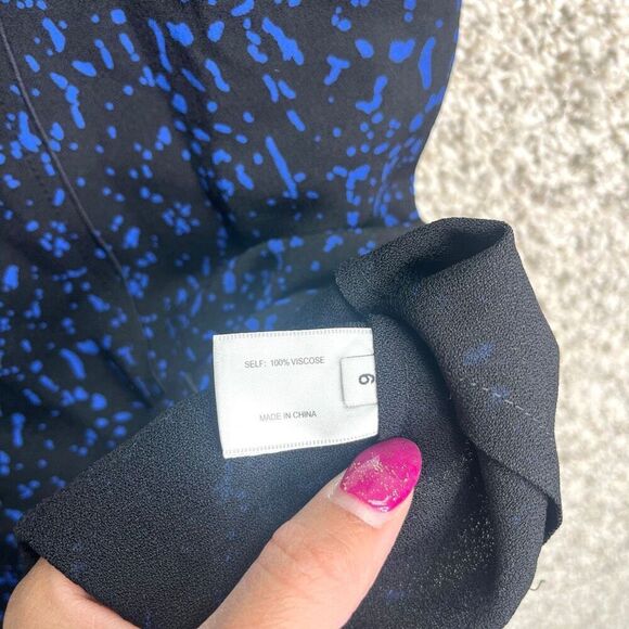 Proenza Schouler Top Women’s 6 Blue and Black Patterned Cutout Sleeveless Blouse - Picture 5 of 5